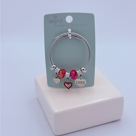 Jewelry - Stainless Steel Red Love Bangle NWT